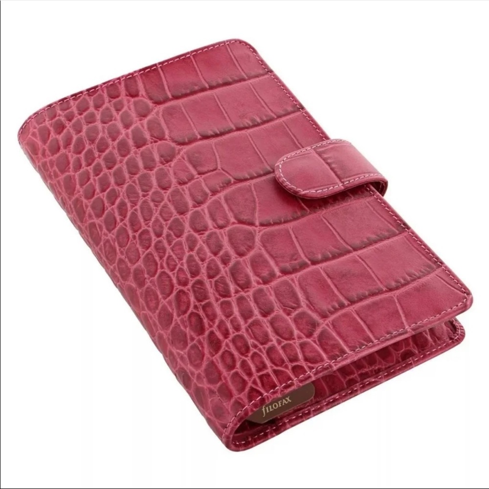 Filofax Classic Croc Personal Organiser Fuchsia